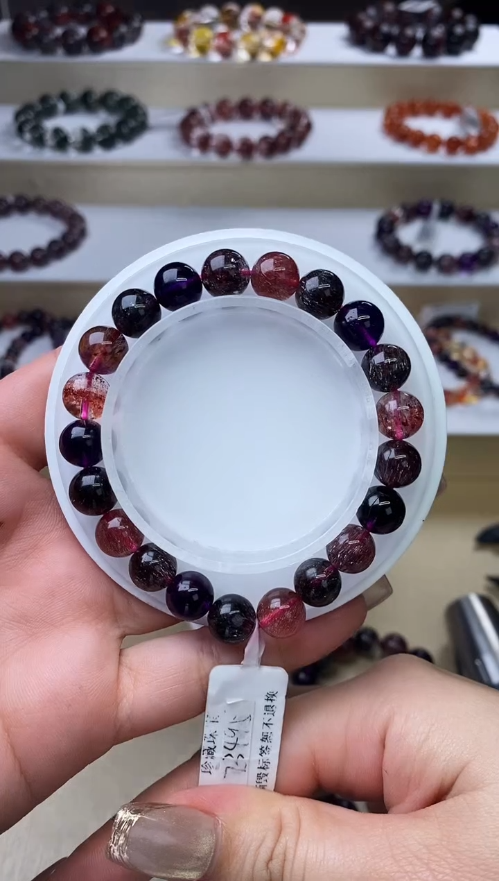 【闪购商品】水晶手链未镶嵌黑加仑超七单圈9m+