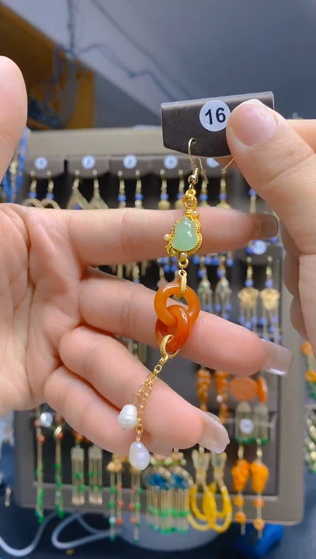 【闪购商品】翡翠耳饰合金410翡翠耳钩一个