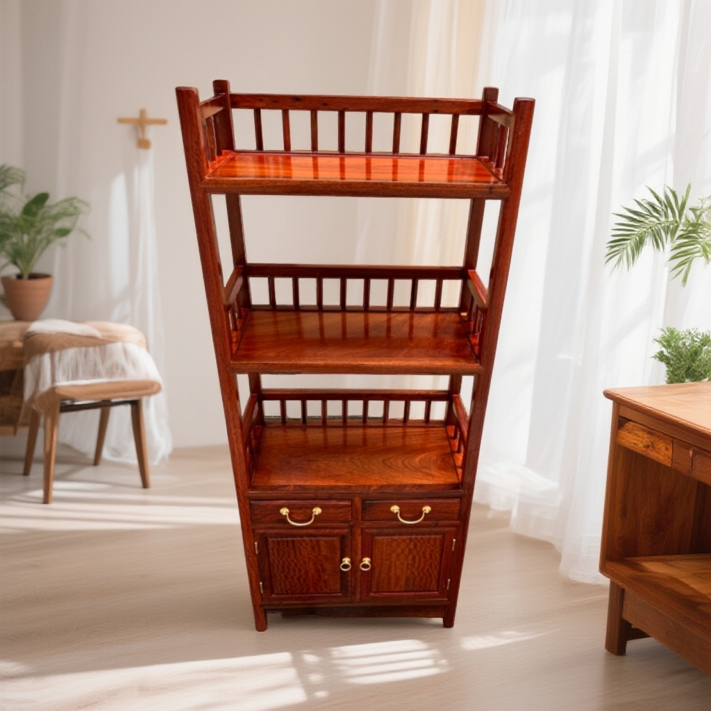 缅花 茶水柜 58×31×138高新中式客厅简约古典茶柜