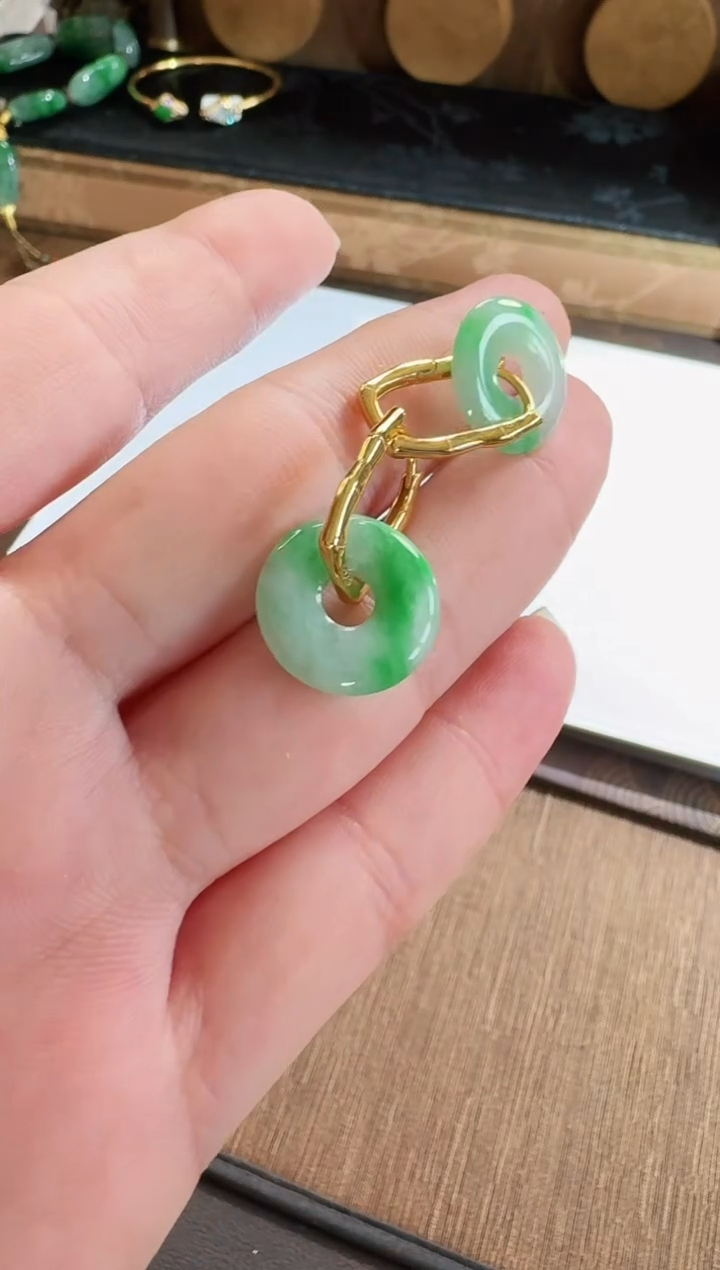 翡翠银S925镶嵌耳饰耳饰