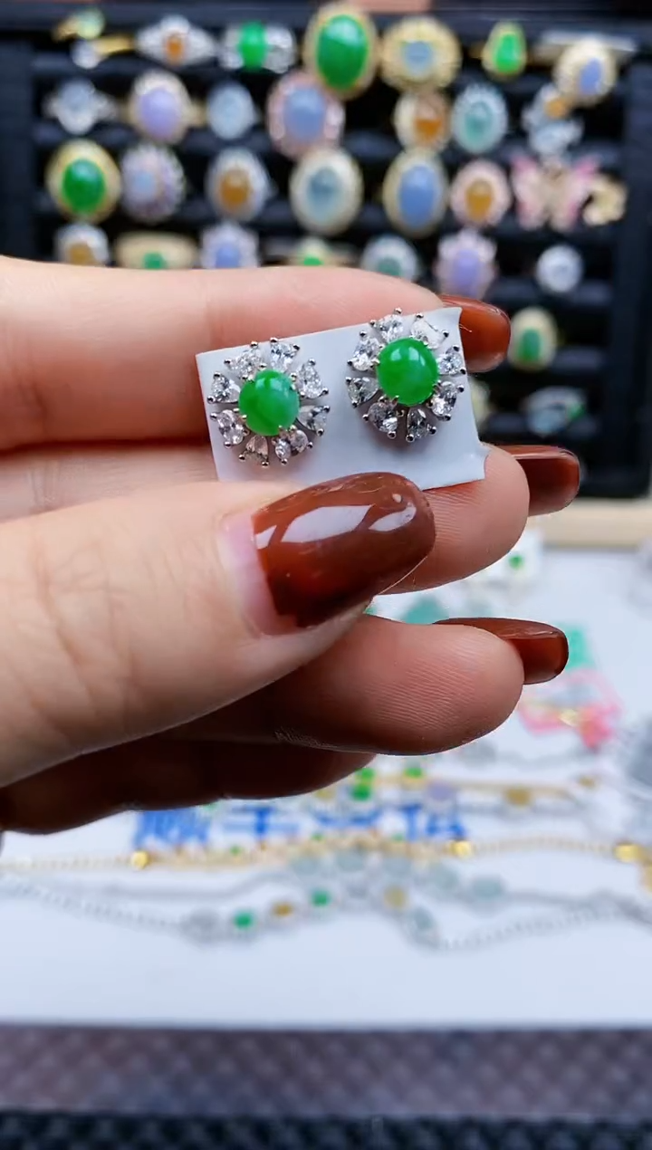 银S925镶嵌戒指翡翠245