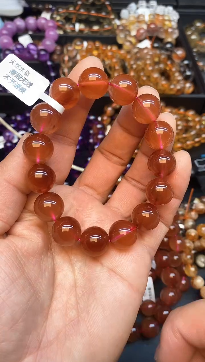 【闪购商品】水晶手链未镶嵌b26 红兔毛14mm