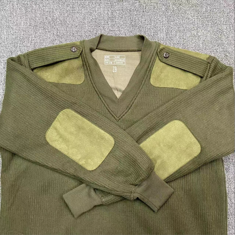 绒衣裤草绿色/蓝色V领套头绒衣绒裤套装