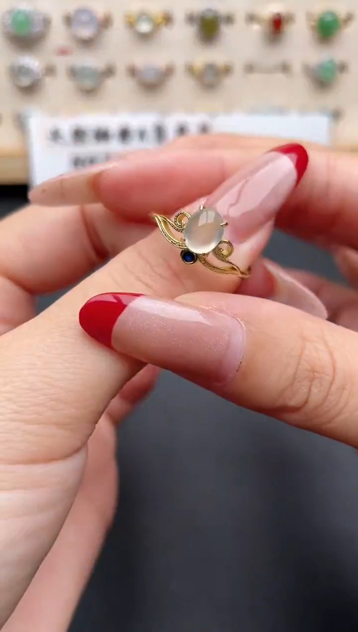 【闪购商品】翡翠戒指银S925镶嵌一物一证一礼盒