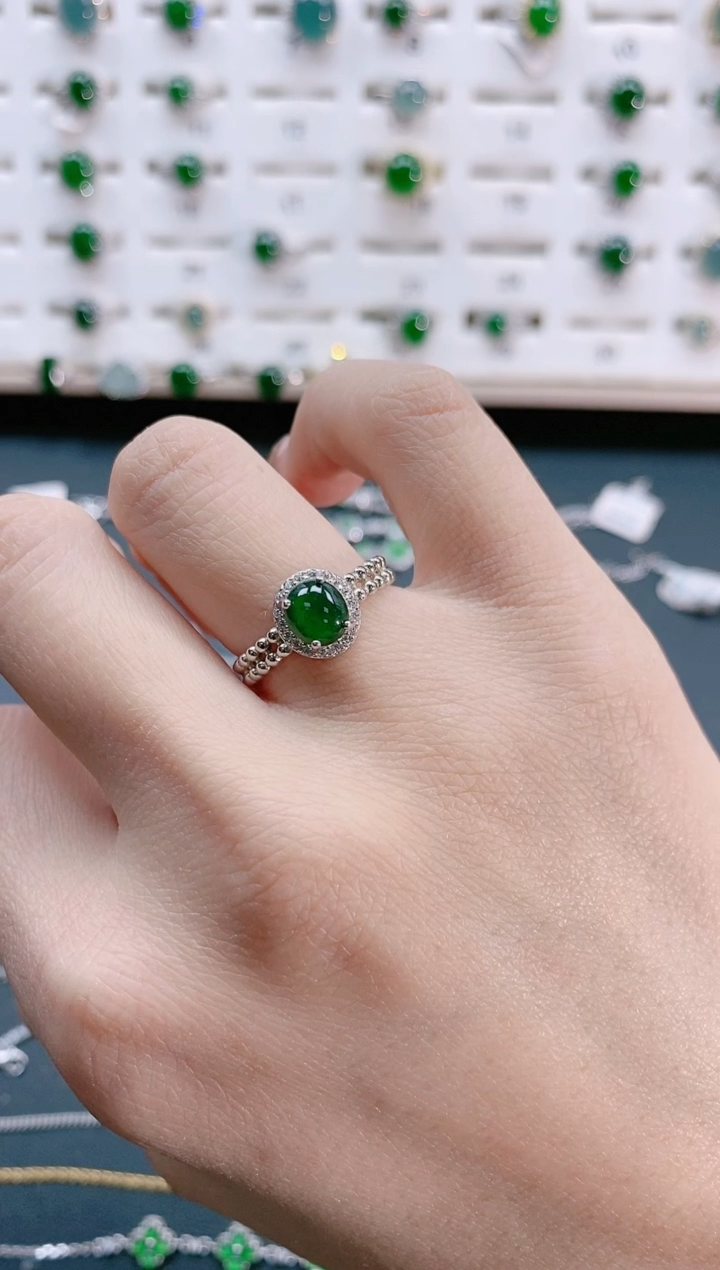 【闪购商品】翡翠戒指银S925镶嵌天然翡翠
