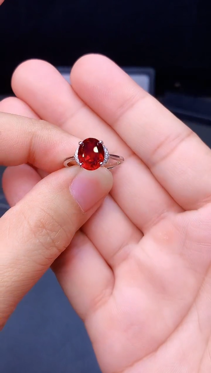 银S925镶嵌戒指红宝石22
