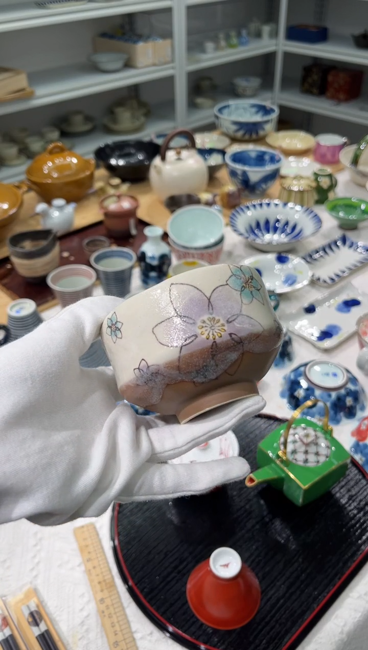 瓷片孤品 紫樱茶碗