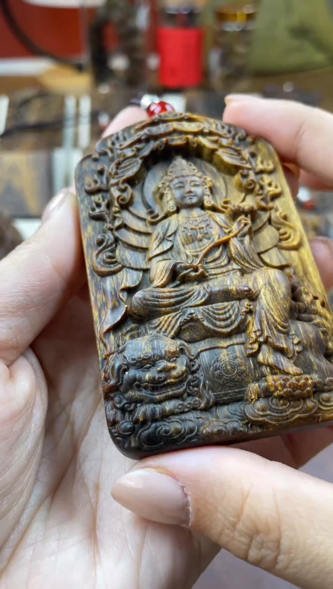 木木雕款芽庄 十二生肖守护 文殊菩萨 8cm 送养香瓶