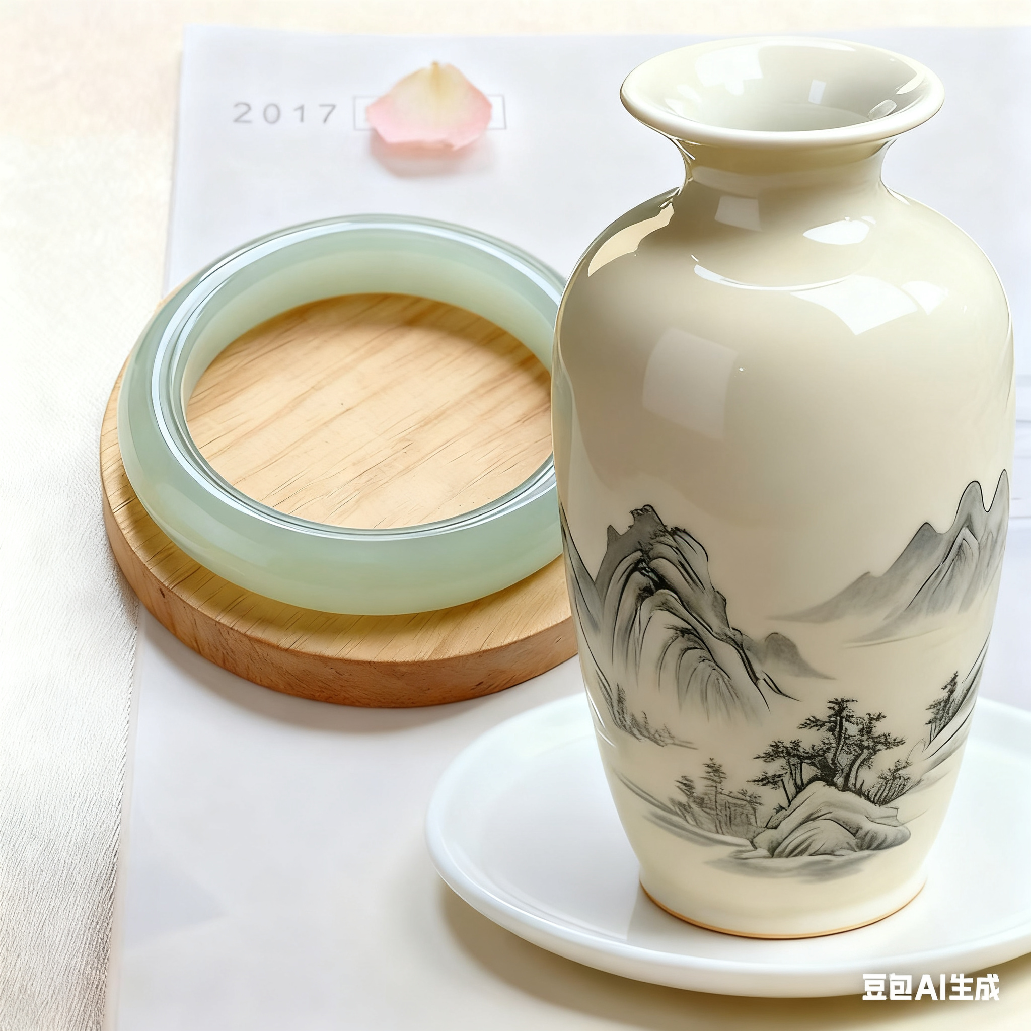 111--新精品时尚青白正宽暖白手镯！