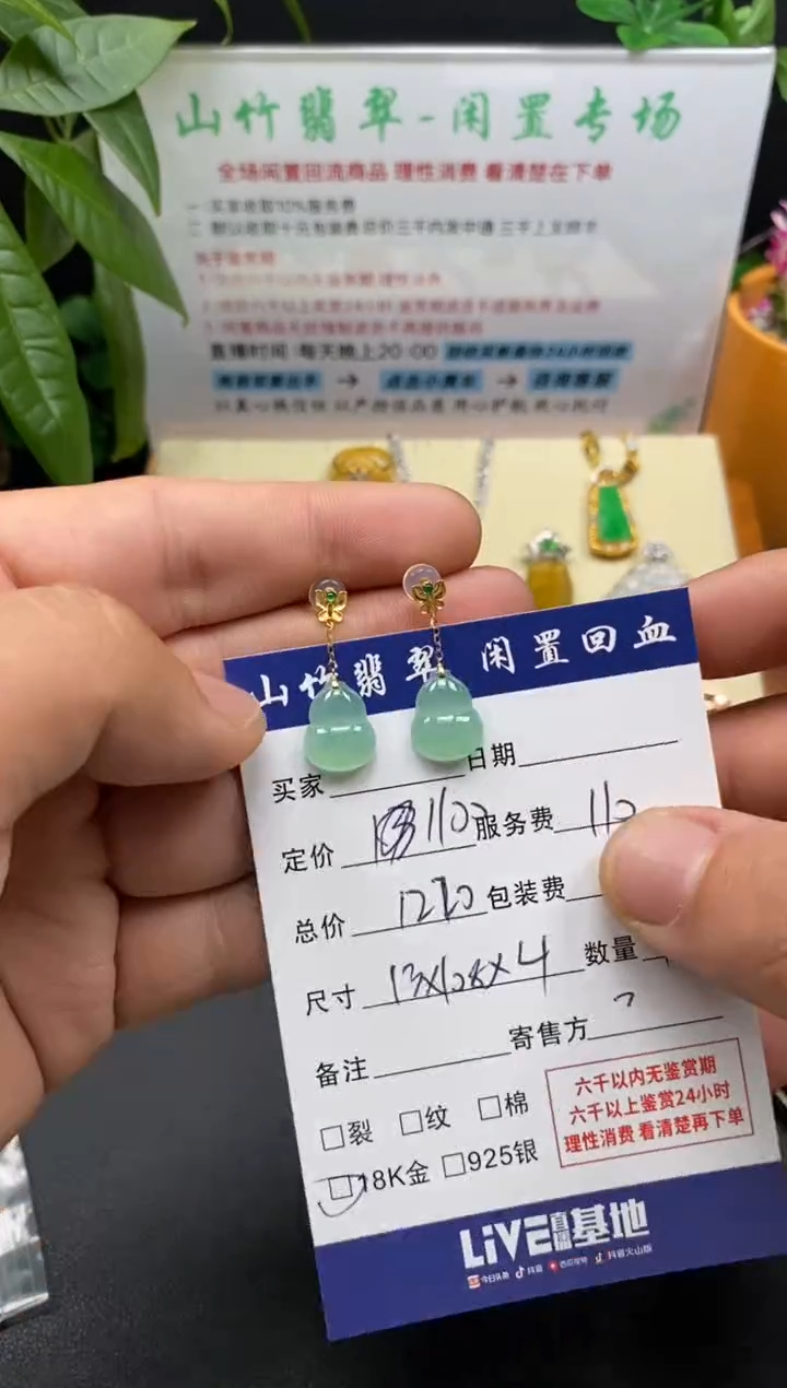 18K金镶嵌翡翠耳饰3001977