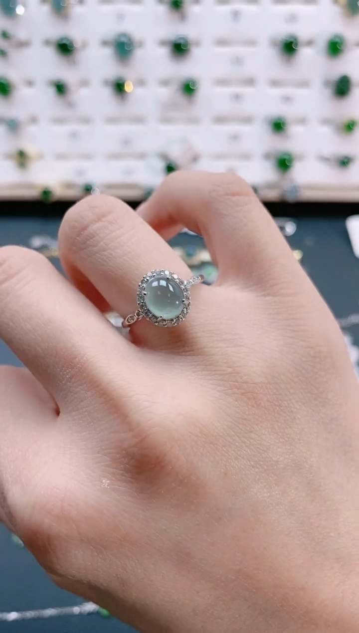 【闪购商品】翡翠戒指银S925镶嵌天然翡翠