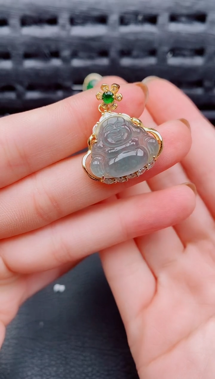 【闪购商品】翡翠颈饰银S925镶嵌天然a货翡翠956