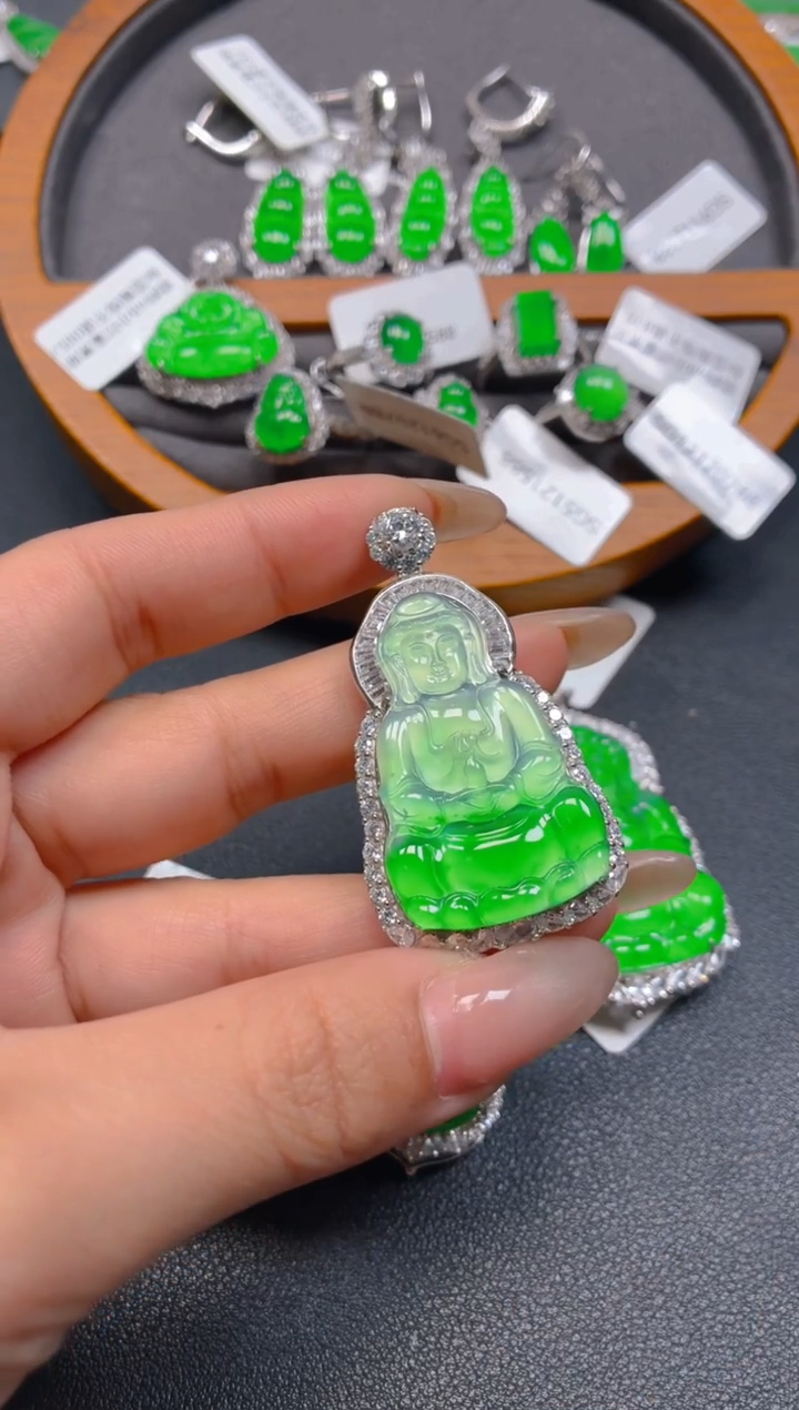 吊坠(不含链)银S925镶嵌翡翠歐*1