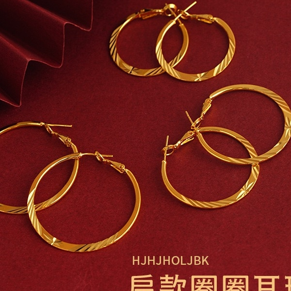 时尚扁圈圈耳环女高级感时尚百搭