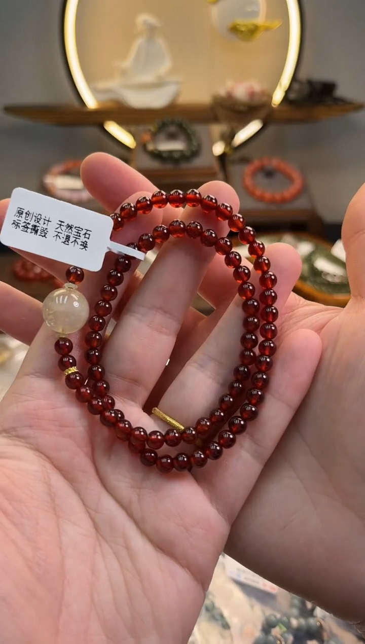 未镶嵌手链石榴石货号1357