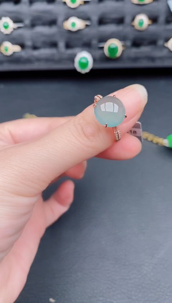 银S925镶嵌戒指翡翠天然a货翡翠186