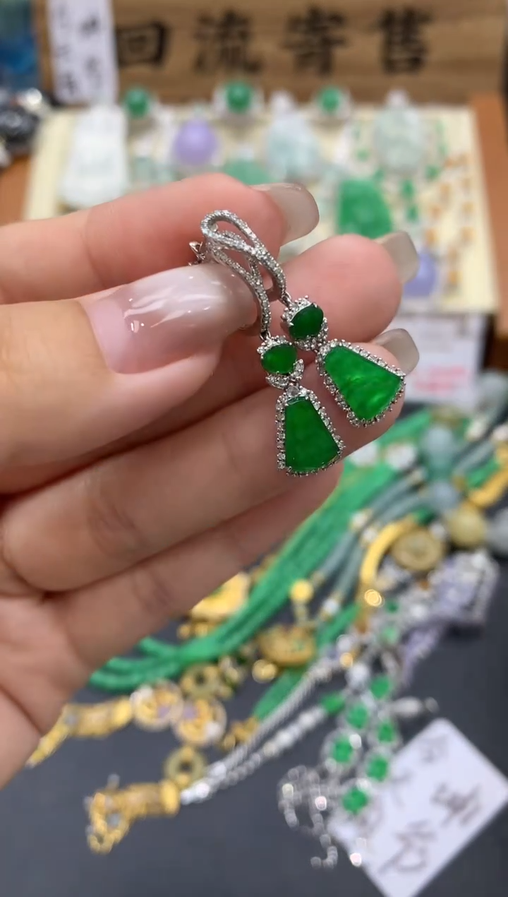 【闪购商品】翡翠耳饰18K金镶嵌415-中国好珍宝