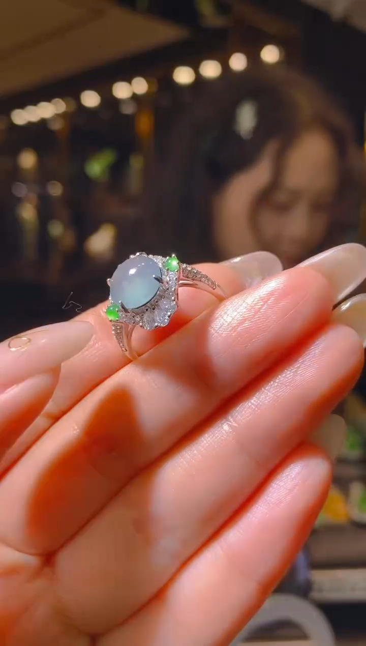 【闪购商品】翡翠戒指银S925镶嵌092（多样性发货）