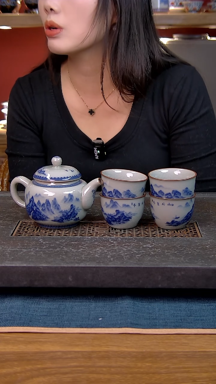 简装家用款5件套 老陶泥开片纹陶瓷茶具