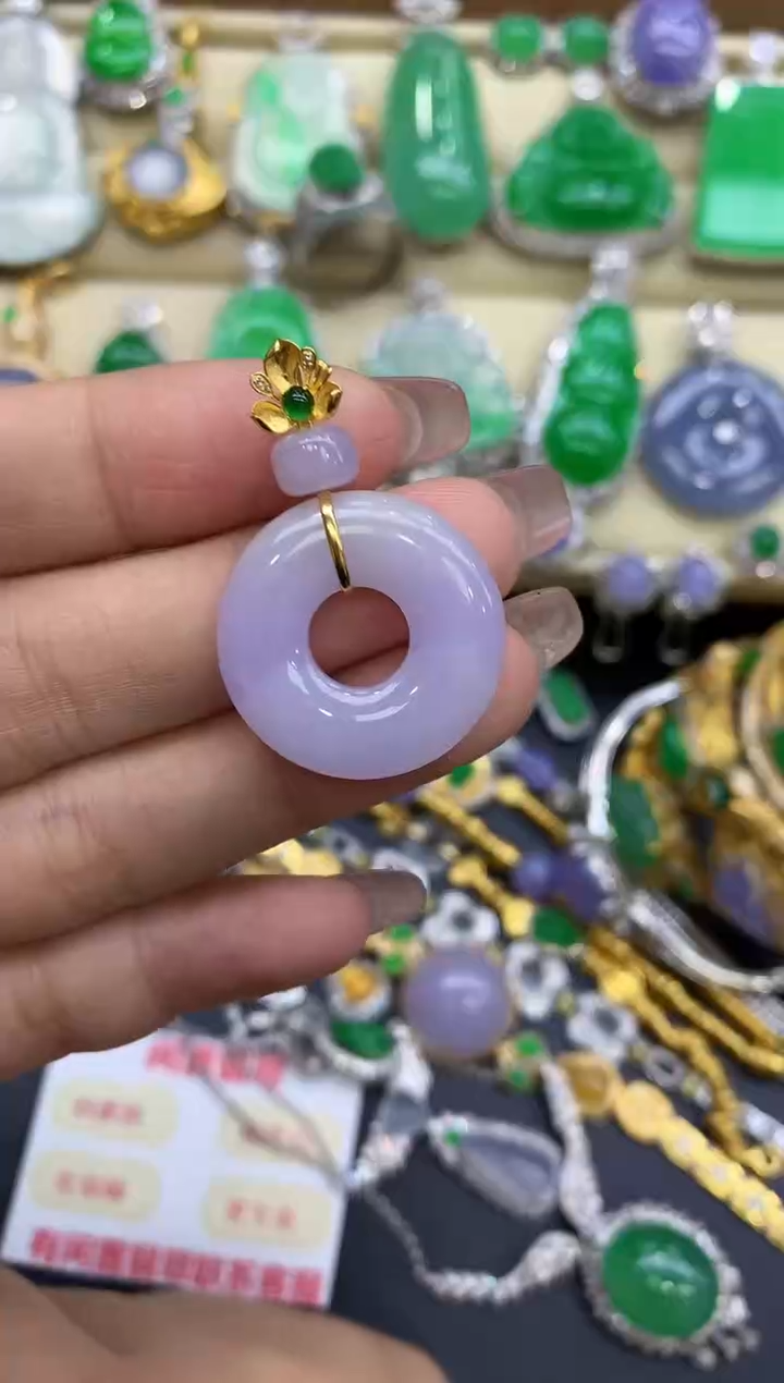 颈饰18K金镶嵌翡翠89-中国好珍宝