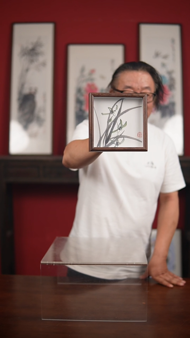 国画手绘-6寸摆台庆云作品