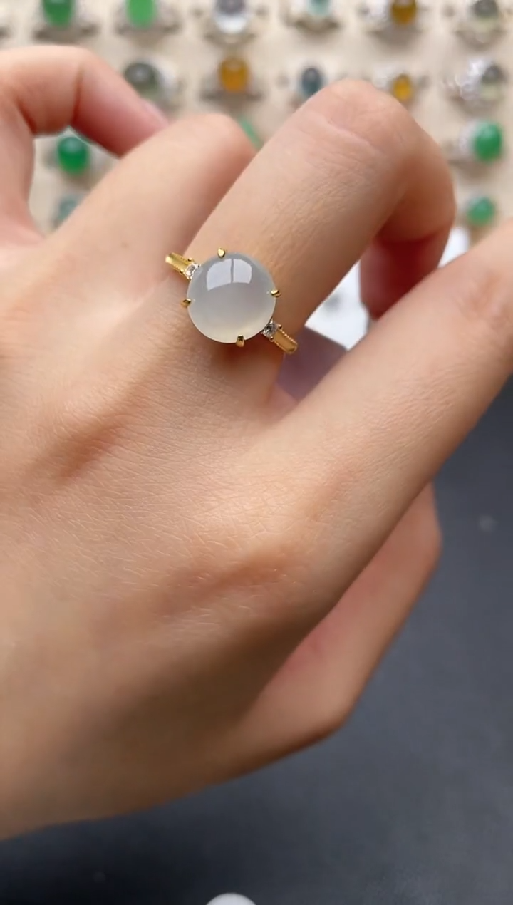 【闪购商品】翡翠戒指银S925镶嵌一物一证一礼盒