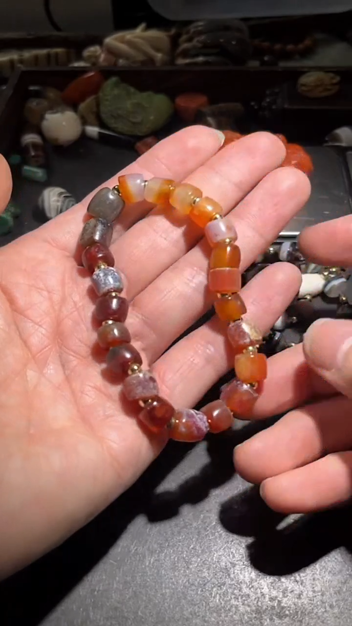 未镶嵌手串玛瑙/玉髓pz1225-33老珠子手串约9mm