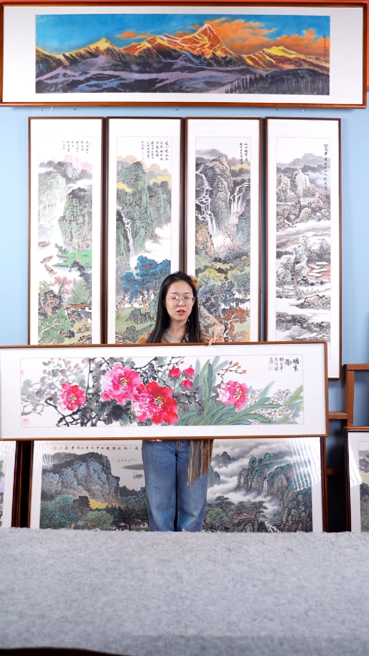 【闪购商品】国画汪琼《醉春图/牡丹水仙画》162*47