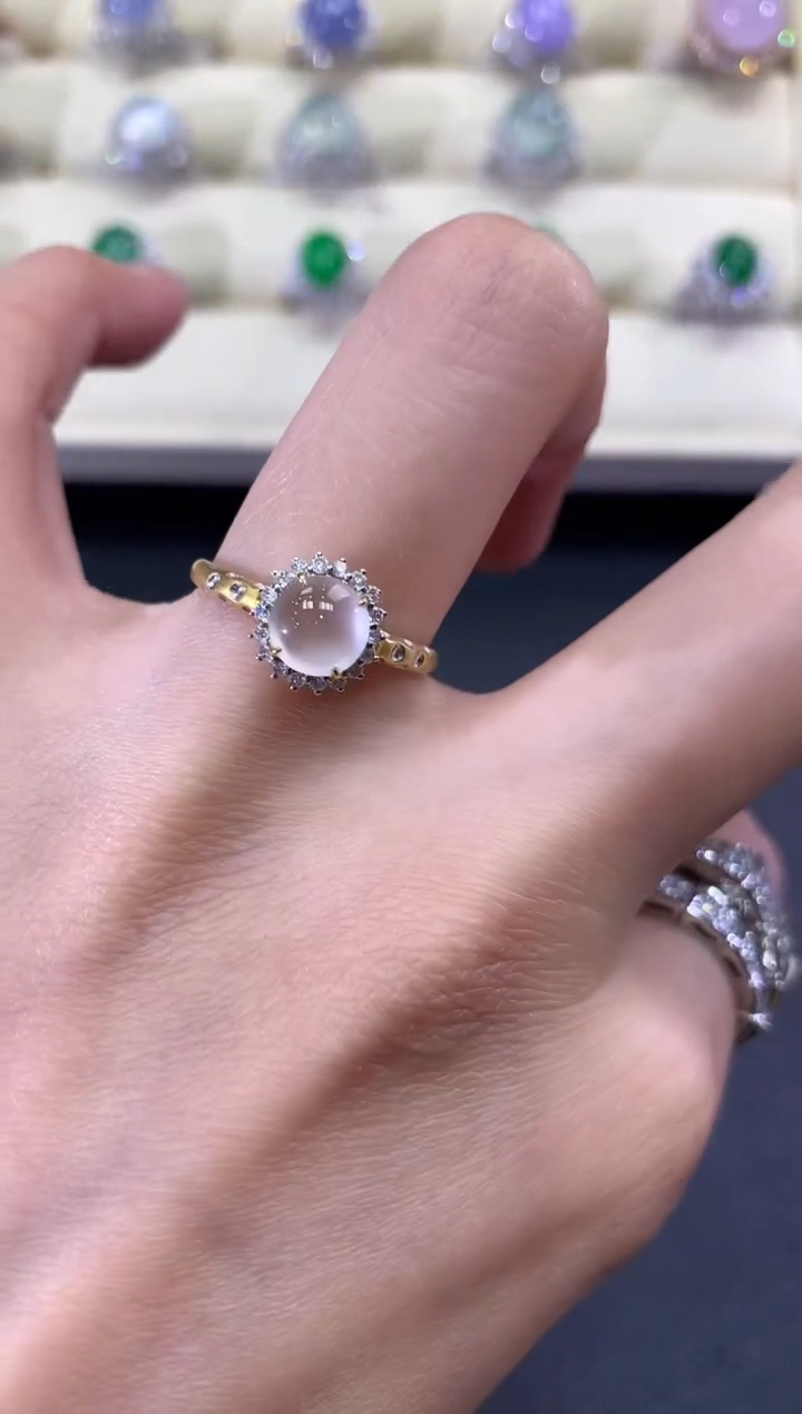 【闪购商品】翡翠戒指18K金镶嵌a40    