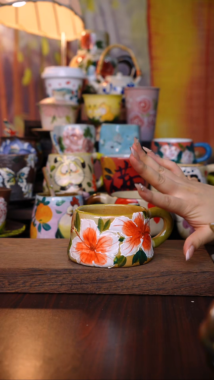 杯子陶泥垚手作 景德镇手工手绘陶瓷器物