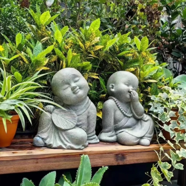 无忧无虑户外庭院禅意沙弥摆件小和尚