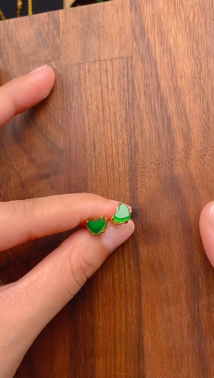 【闪购商品】翡翠耳饰银S925镶嵌爱心耳饰