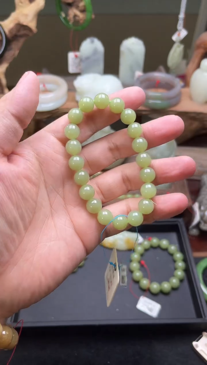 【闪购商品】和田玉未镶嵌手串卡10若羌黄口 圆珠 9007857