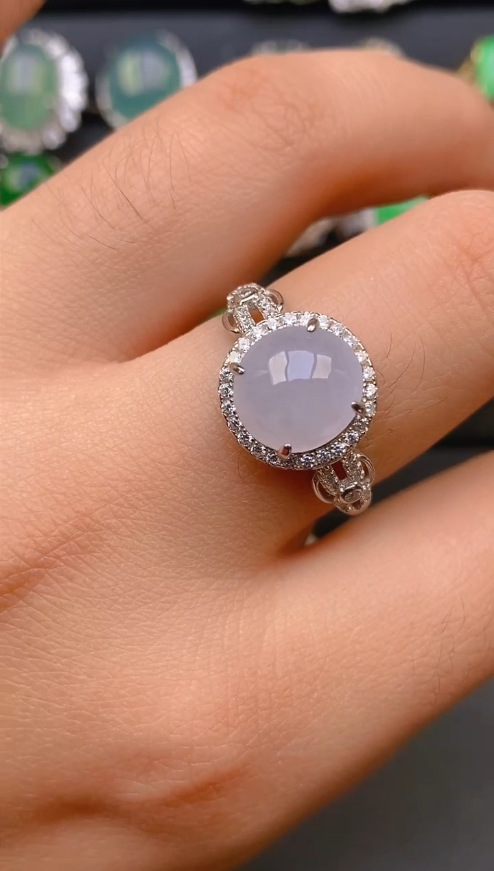 【闪购商品】翡翠戒指银S925镶嵌天然A货翡翠1