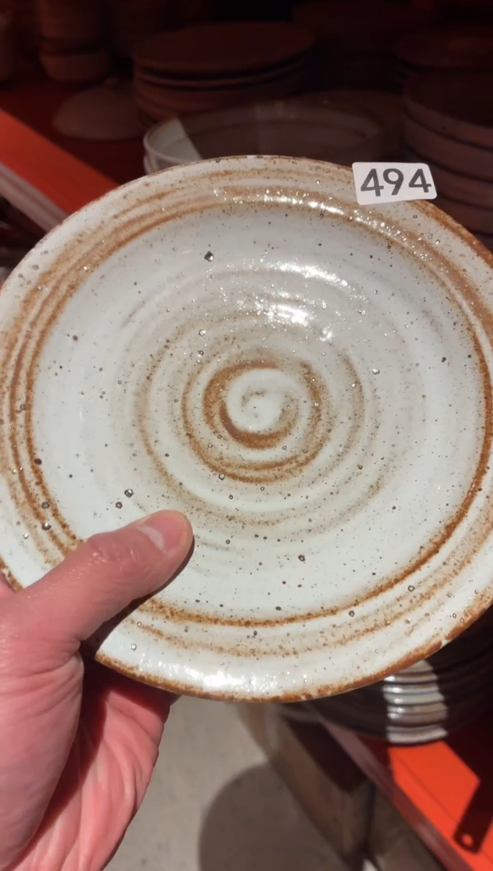 瓷片宇***哥494白麻点平盘1个