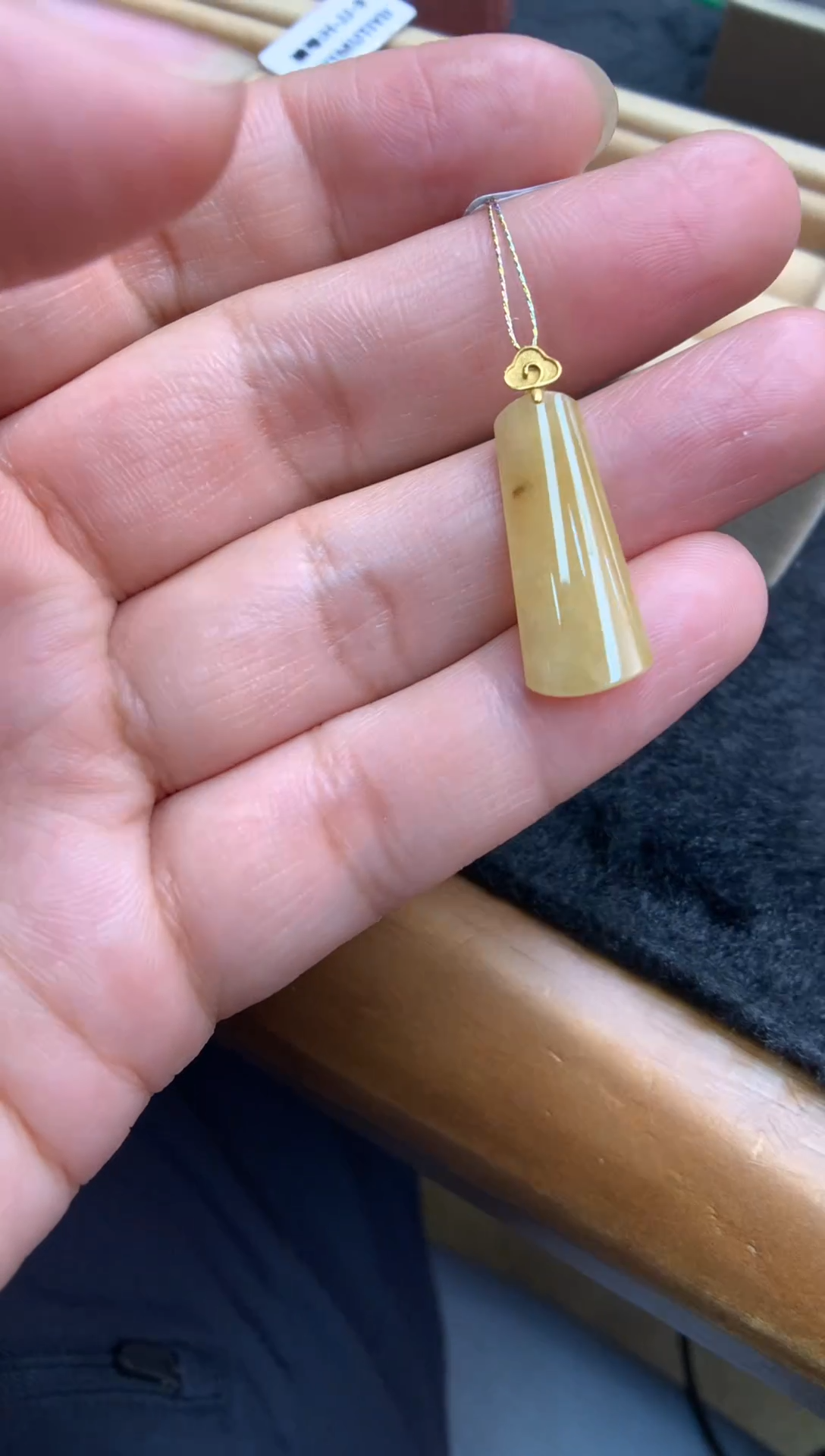 【闪购商品】翡翠颈饰18K金镶嵌无事牌