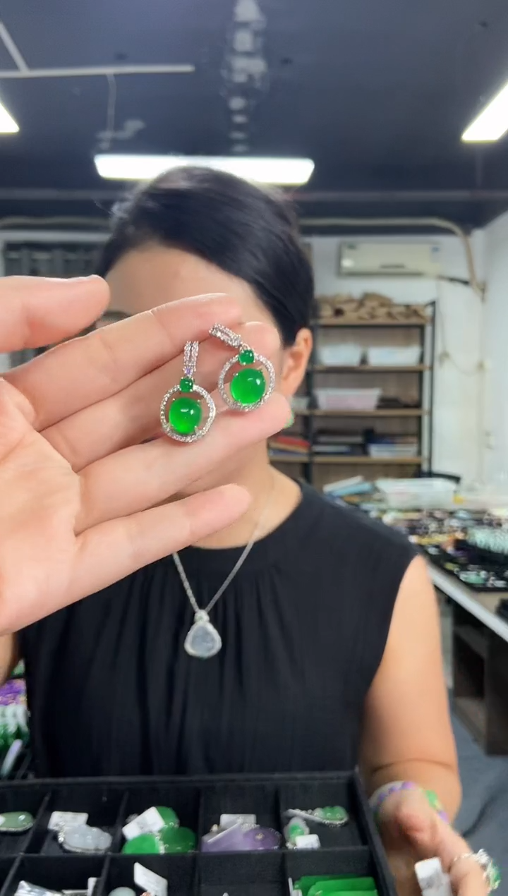 翡翠未镶嵌耳饰闪购链接多样性发其一颜色微差