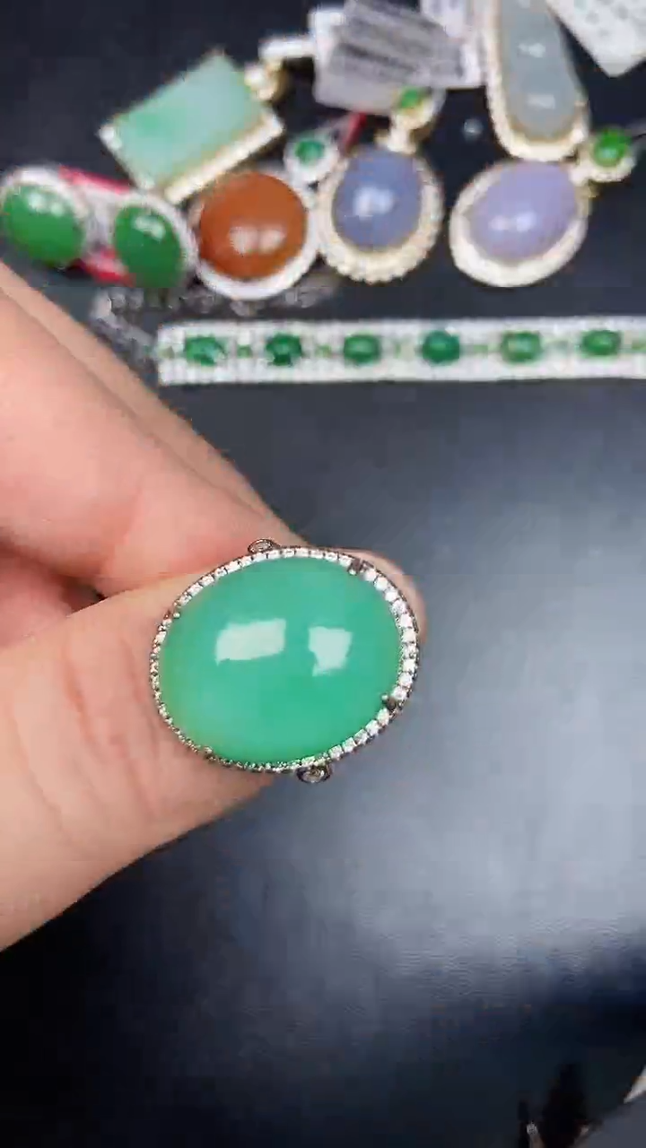 银S925镶嵌戒指翡翠3410