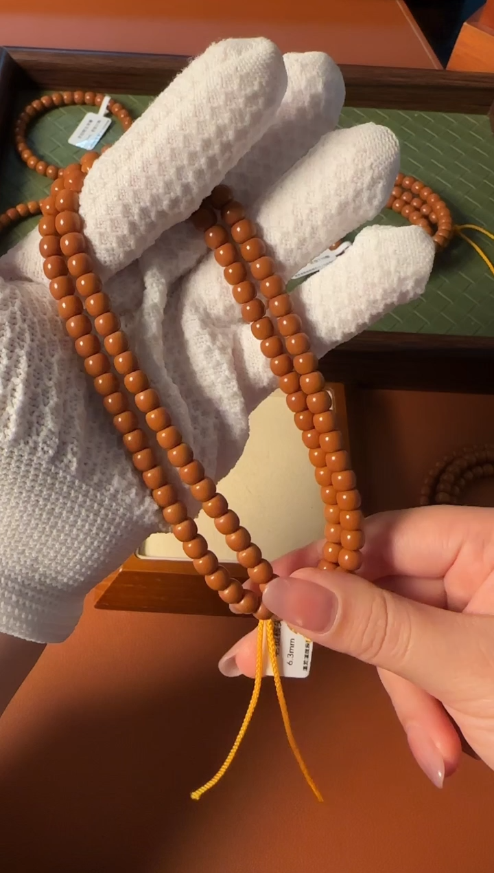 手串橄榄核【168】6.3mm老挝核尖老型108、面无白