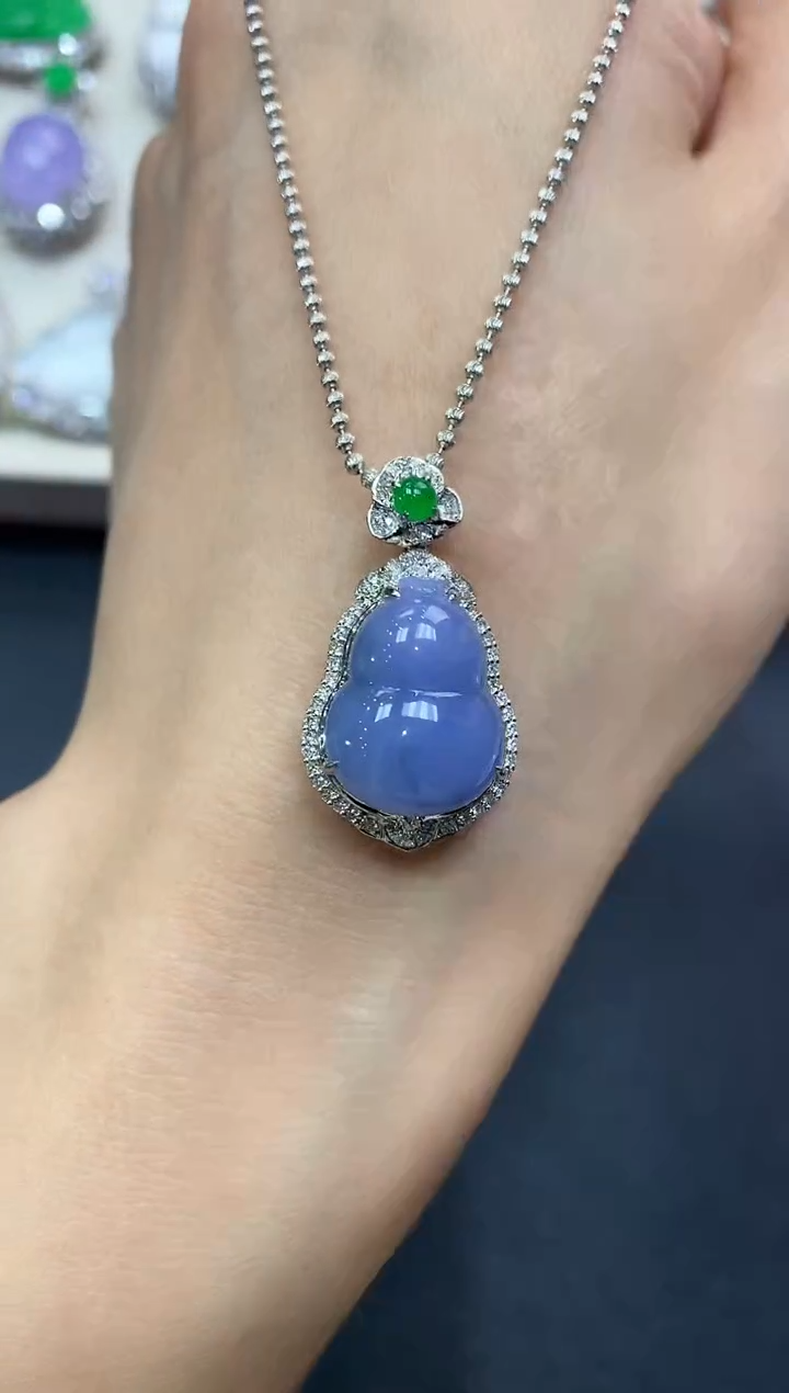 【闪购商品】翡翠吊坠(不含链)18K金镶嵌q41紫货有色差
