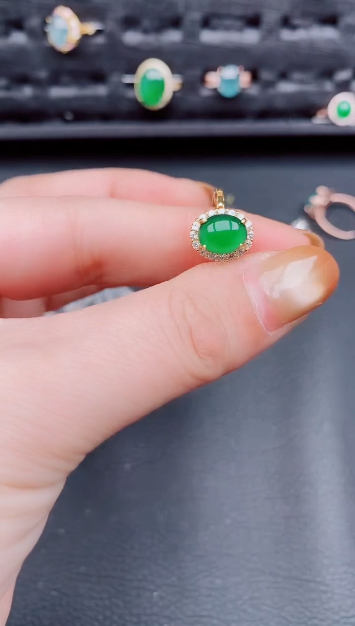 【闪购商品】翡翠戒指银S925镶嵌天然a货翡翠645