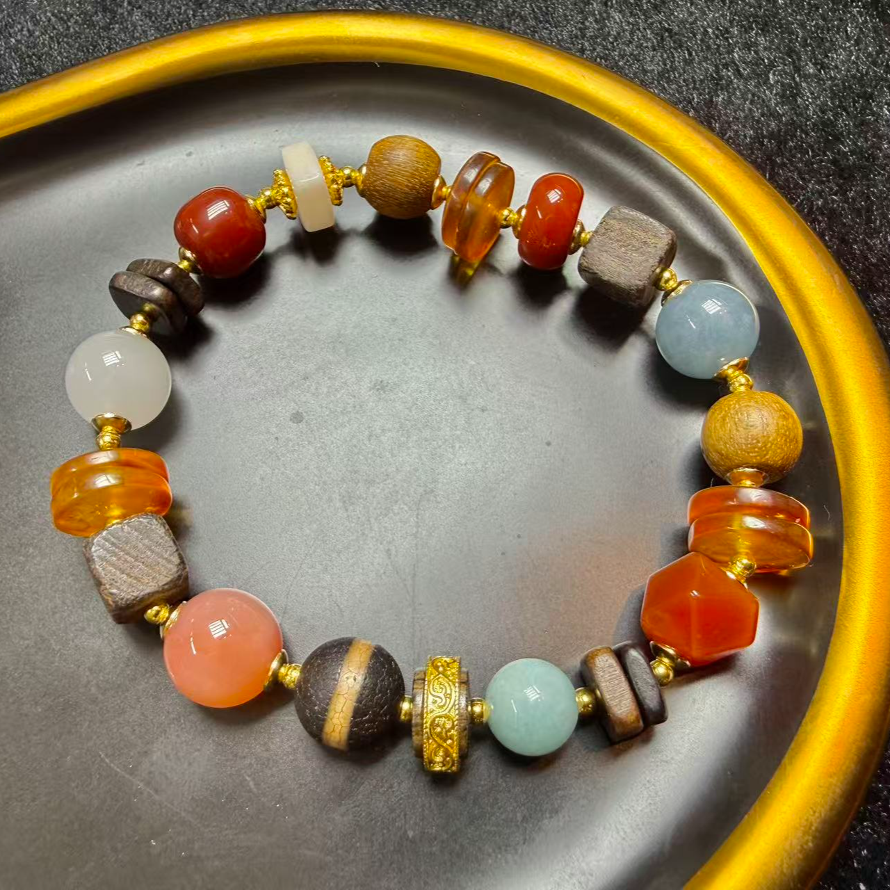 【灰姑娘原创】天然蜜蜡一线药师多宝手串M2549