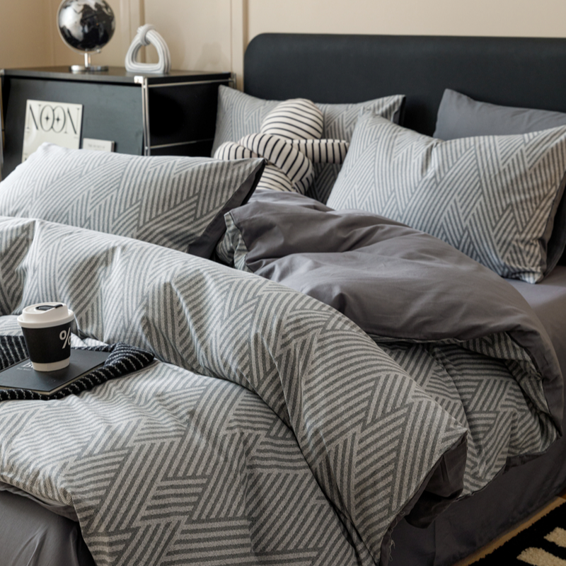 简约北欧风全棉床上四件套100%纯棉秋冬季宿舍床单被套三件套床品