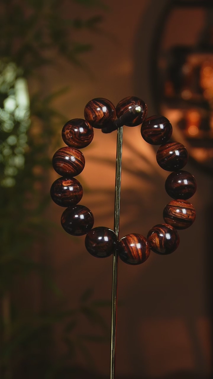 【闪购商品】黄花梨/降香黄檀手串/手链海南黄花梨1.8cm大黑线水波