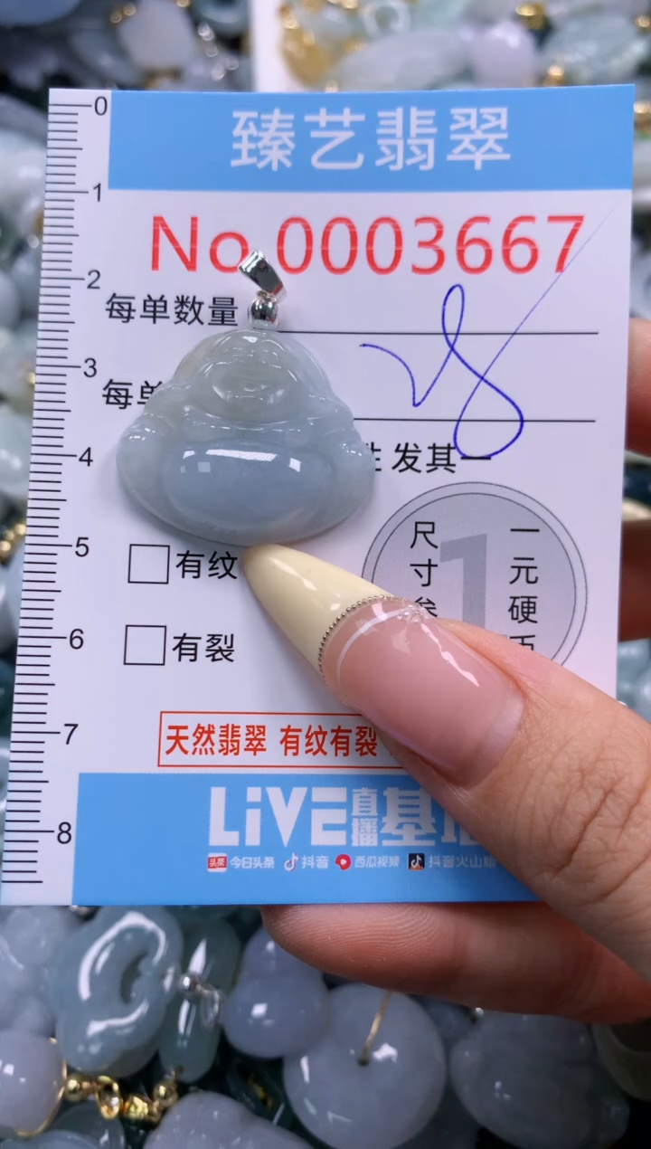 翡翠未镶嵌颈饰含绳0003667