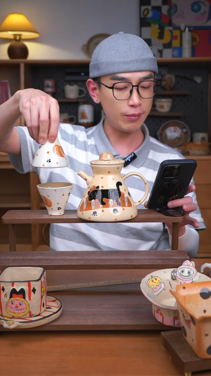 壶3件套！1壶2杯！景德镇可爱设计师款陶瓷