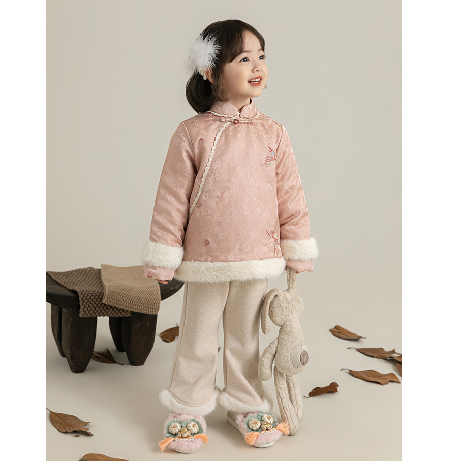 YOEHYAUL/幼悠【雅韵东方】冬肆波女童童装新中式汉服棉服D4390