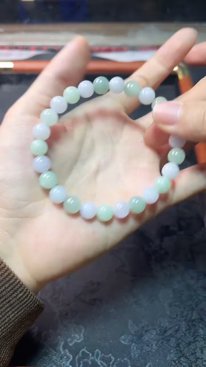 未镶嵌定制翡翠糖果色多宝手串卡6.3