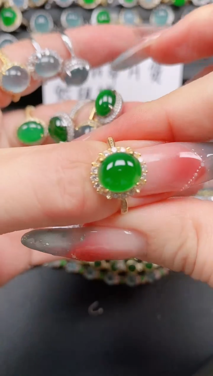 翡翠戒指银S925镶嵌111111
