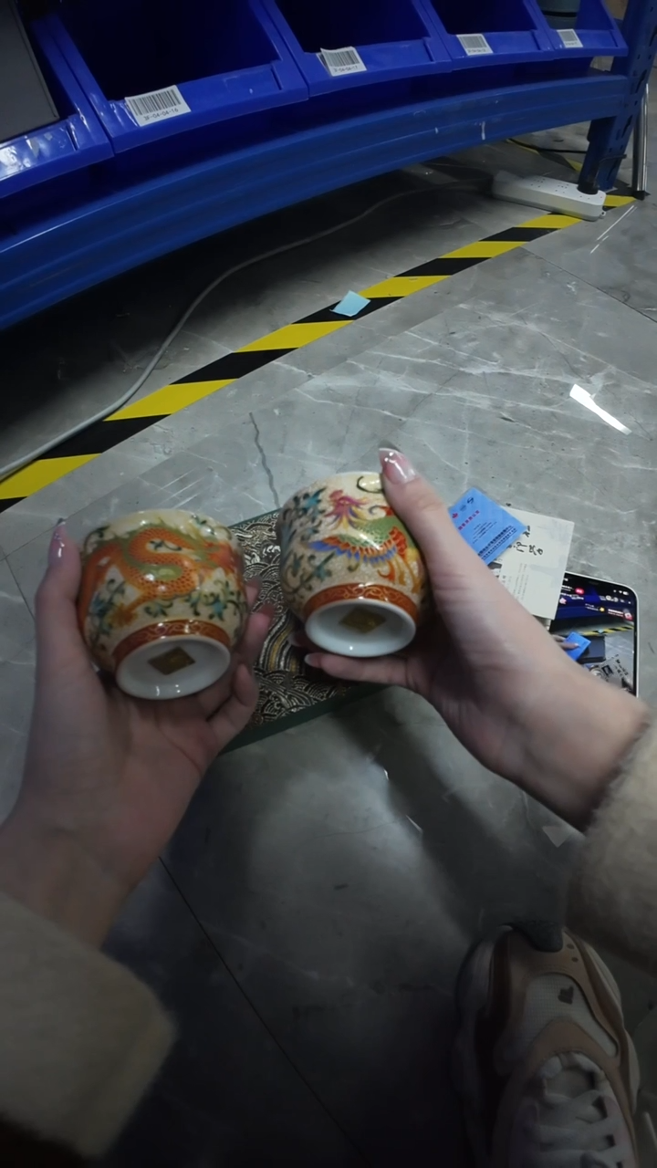 对杯礼盒】【鎏金插丝龙凤对杯】【绿流苏对杯礼盒】